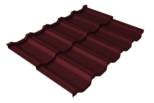 Металлочерепица модульная квинта Uno Grand Line c 3D резом 0,5 Satin Matt TX RAL 3005 красное вино
