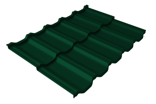Металлочерепица модульная квинта Uno Grand Line c 3D резом 0,5 Satin Matt TX RAL 6005 зеленый мох