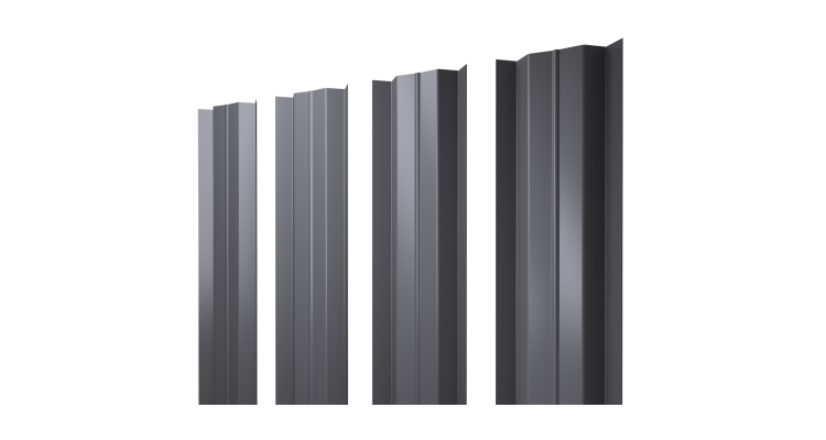 Штакетник М-образный В с прямым резом 0.45 Drap RAL 7004 сигнальный серый